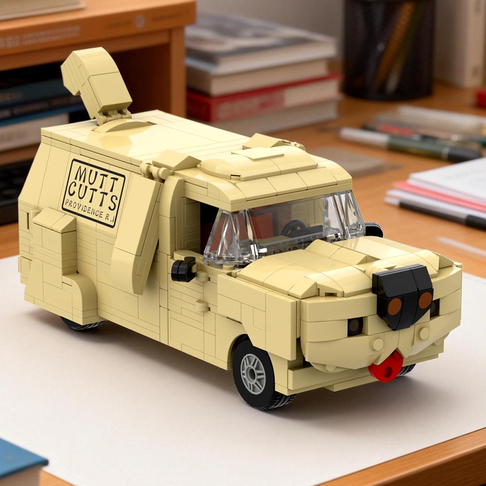 MOC Comedy Movie Dog Cart Caravan Building Block Sets Dumb's Doggy Camper Van Creative Toy Vehicle Model Children Gifts