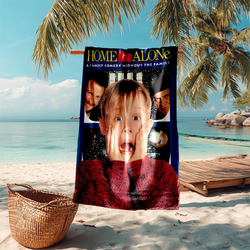 proof beach towel with Home Alone pattern - soft,absorbent,quick-drying,machine washable - perfect for swimming,camping,bathing