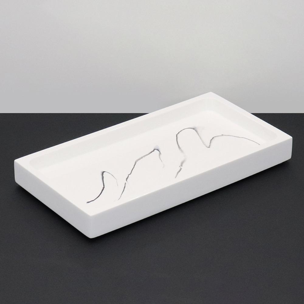 High Grade Marble Patterned Bathroom Counter Tray Resin Rectangular Soap Dispenser Tray Hotel Sink Storage Tray