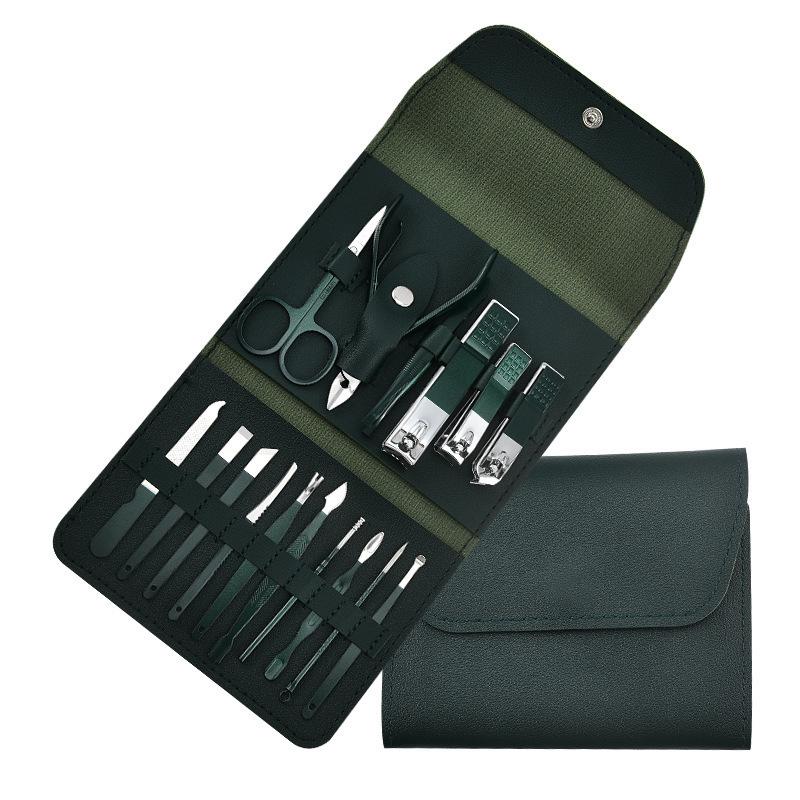 16-Piece Stainless Steel Nail Clipper and Pedicure Set with Slant-Edge Scissors