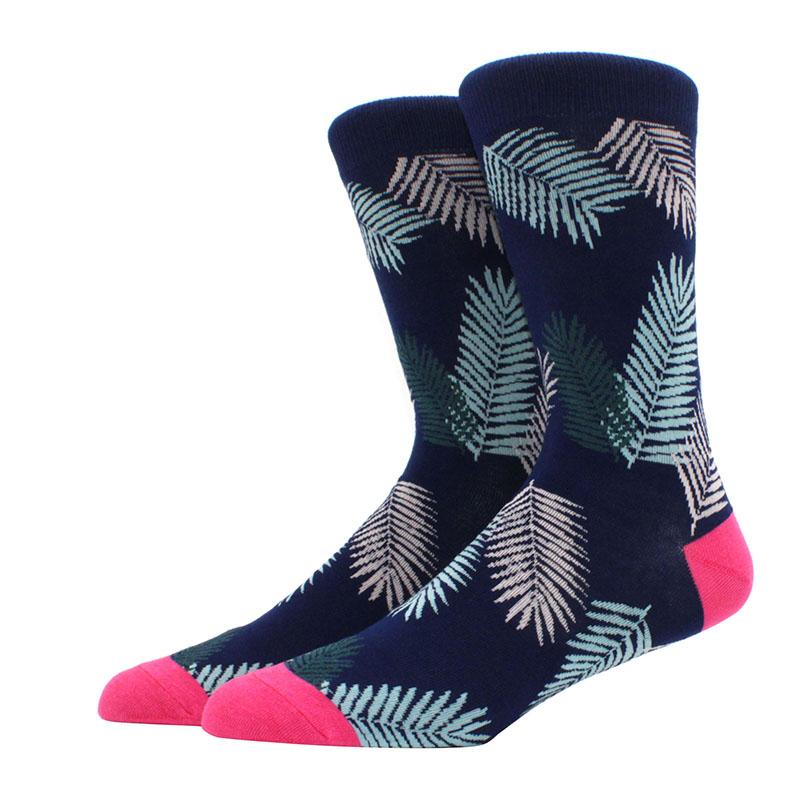 Roliga glada herrstrumpor med grafisk design, kammad bomull, omelett, groda, galen klocka, lax, majs, fågel, fisk, strumpa, julklapp