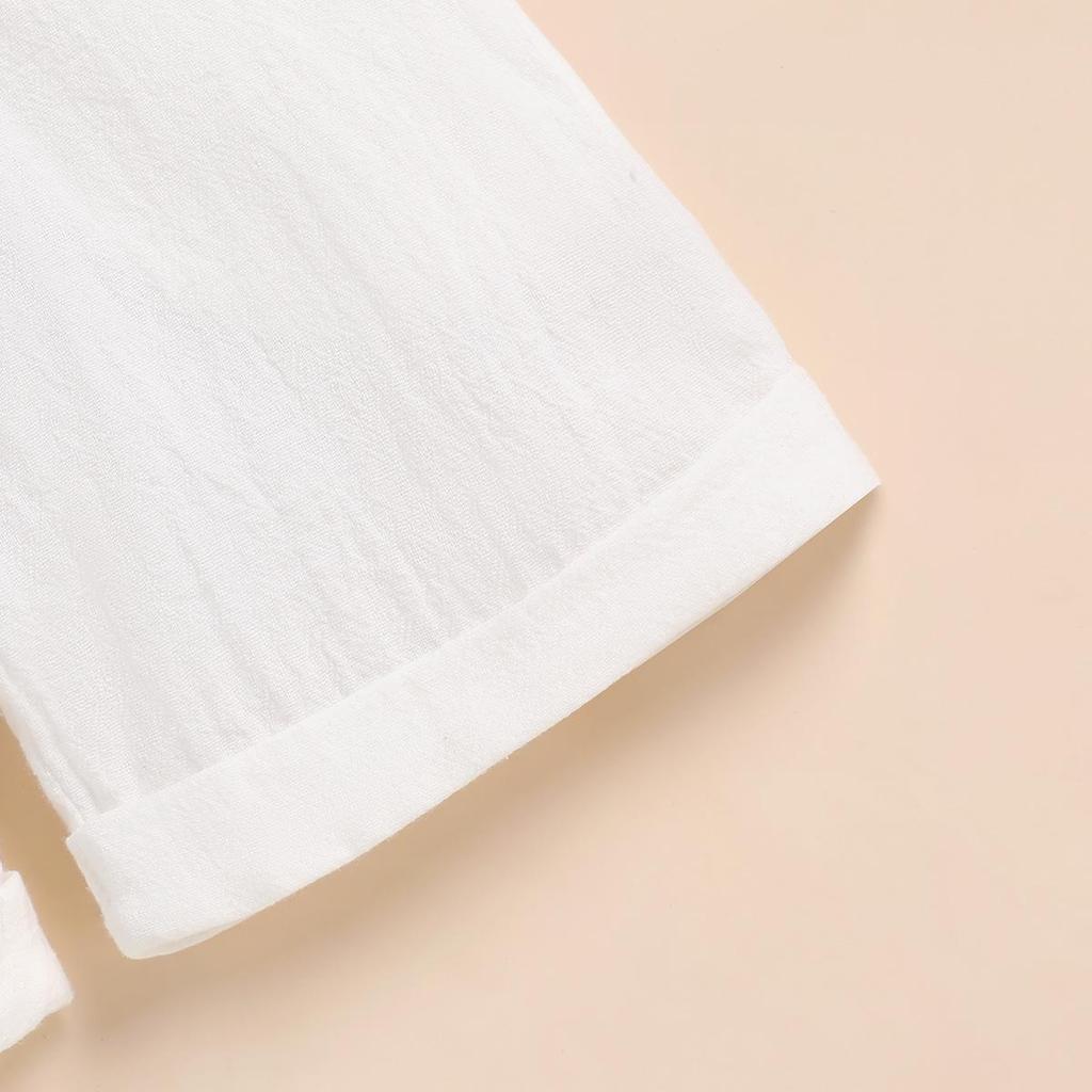 Jungen Einfarbig Kurzarm Stehkragen Zweiteiler mit Aufkrempel-Shorts