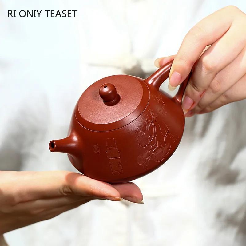 180ml Chinese Yixing Purple Clay Teapot Raw Ore Dahongpao Mud Stone Scoop Tea Pot Beauty Tea Infuser Kettle Zisha Tea Set