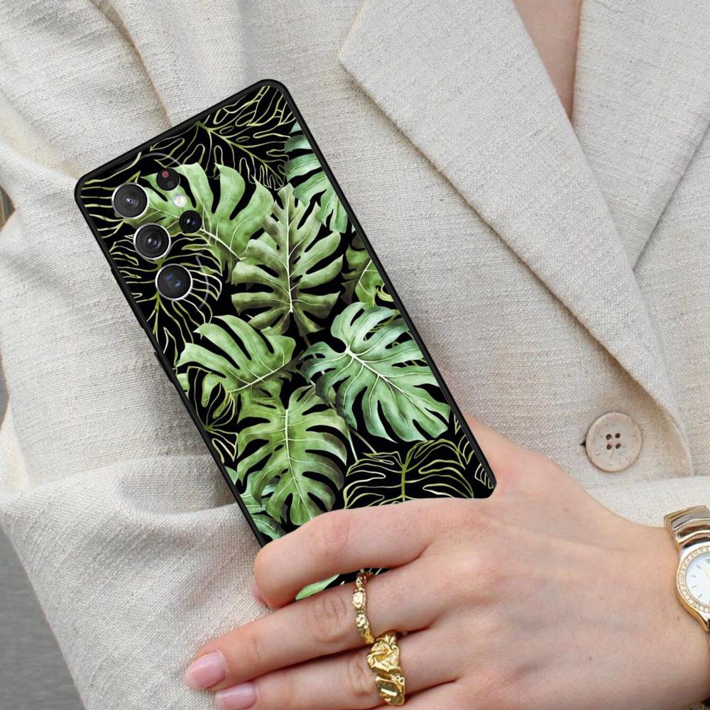 Tropical Leaves Banana Leaf Cell Phone Case for Samsung Galaxy S26 Ultra S25 S24 S23 S22 S21 S20 Note10 Cover