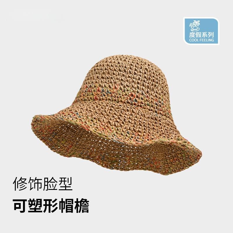 

Summer new hollow woven straw hat women s sunscreen sunshade bucket hat versatile face small holiday wind straw woven basin hat One size fits all