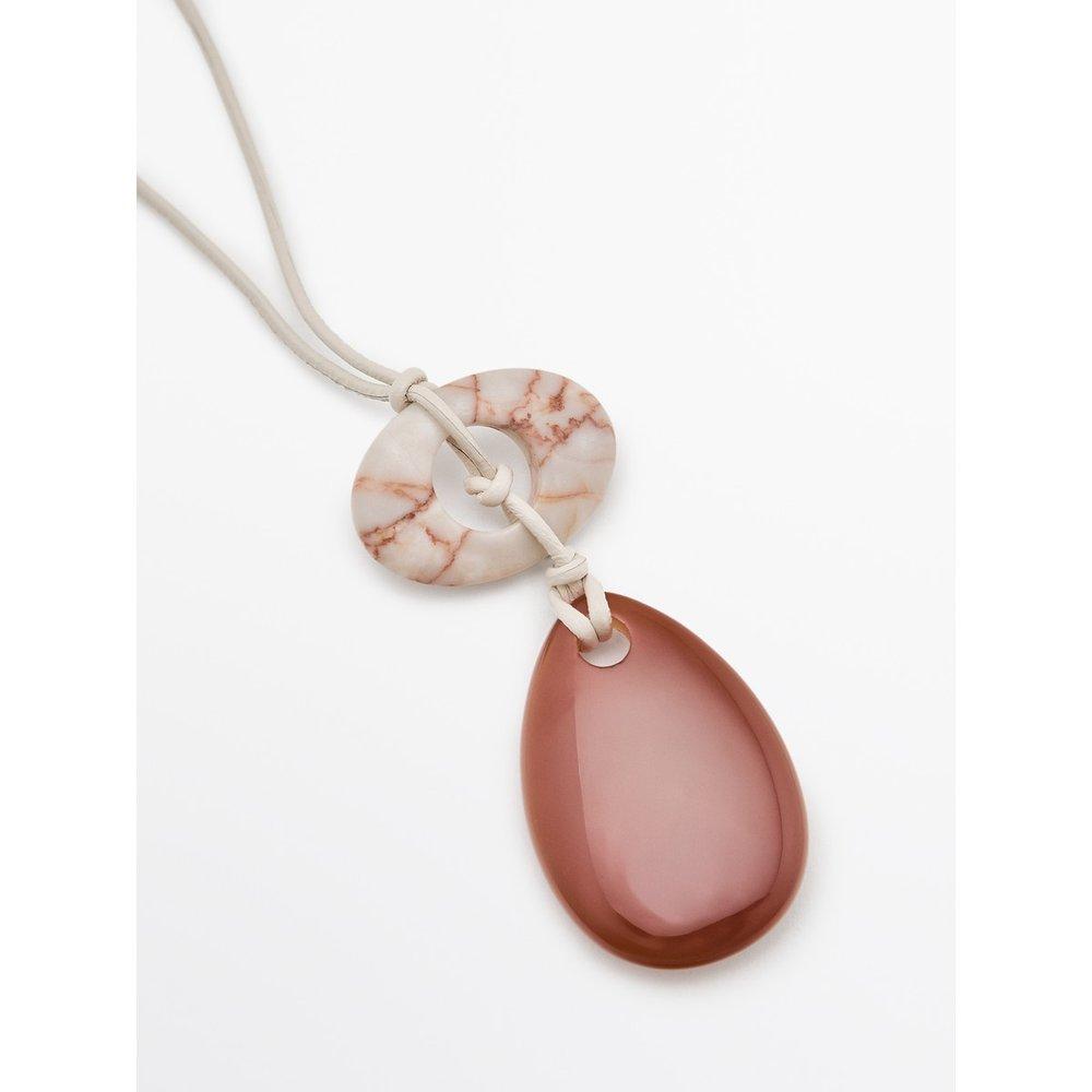 Stone Detail Leather Cord Necklace 04602588201