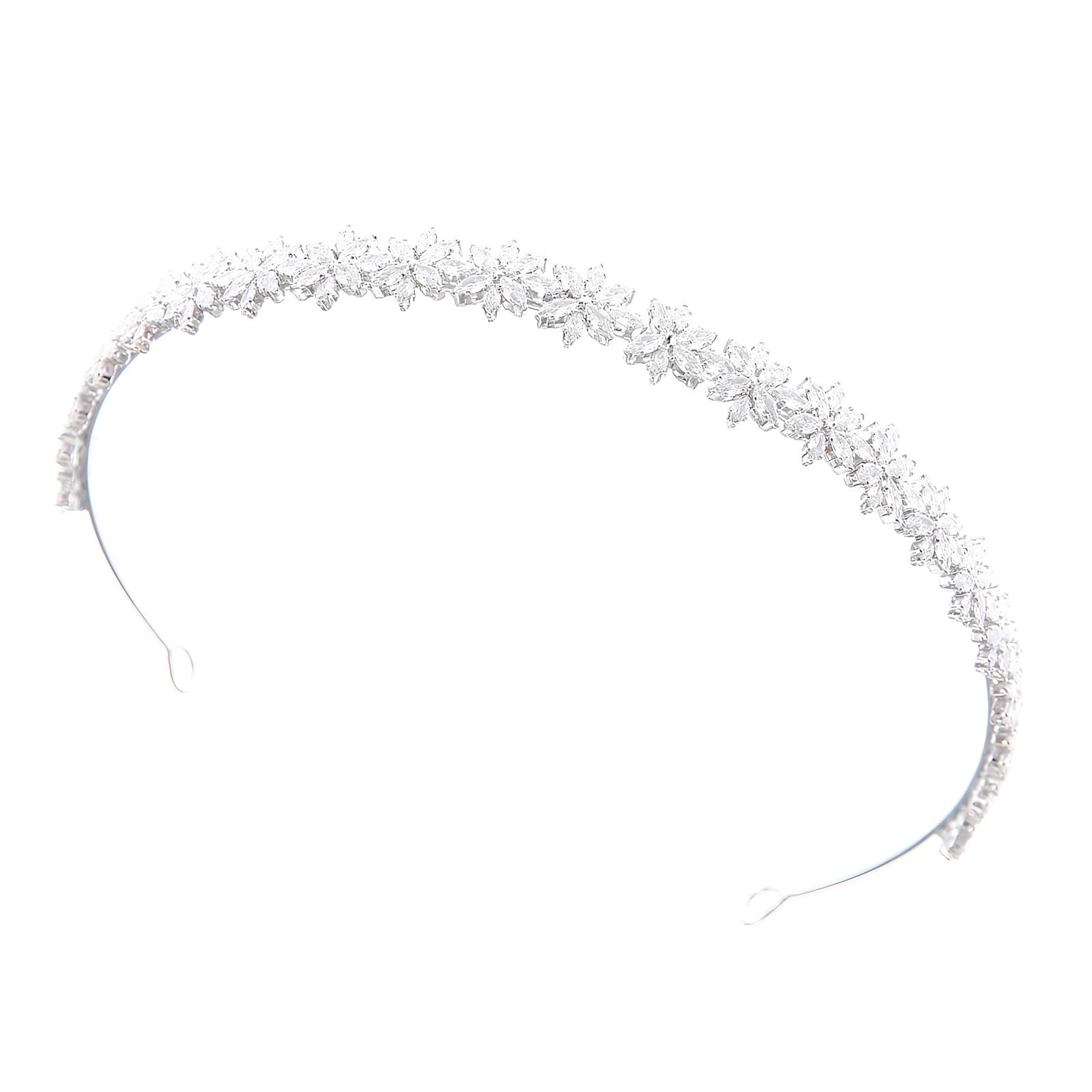 

Adjustable Silver Tone Royal Hairpiece With Delicate Zircon Embellishment Zirconia Party Headband Ideal For Everyday Use 1