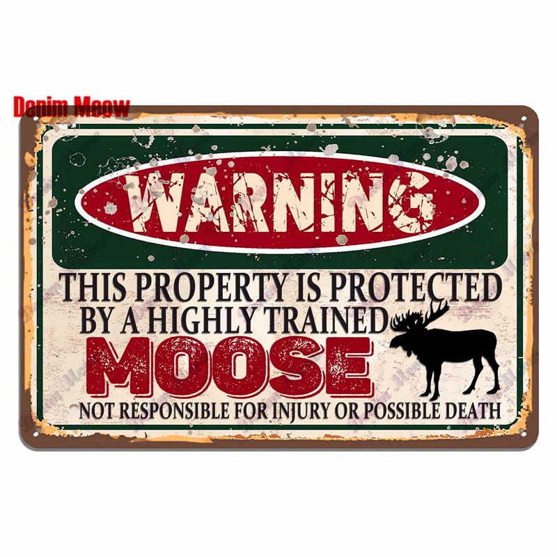 Vintage Warning Funny Animals Metal Sign Chicken Sheep Pig Octopus Wall Poster for Private Wall Painting Decor WY