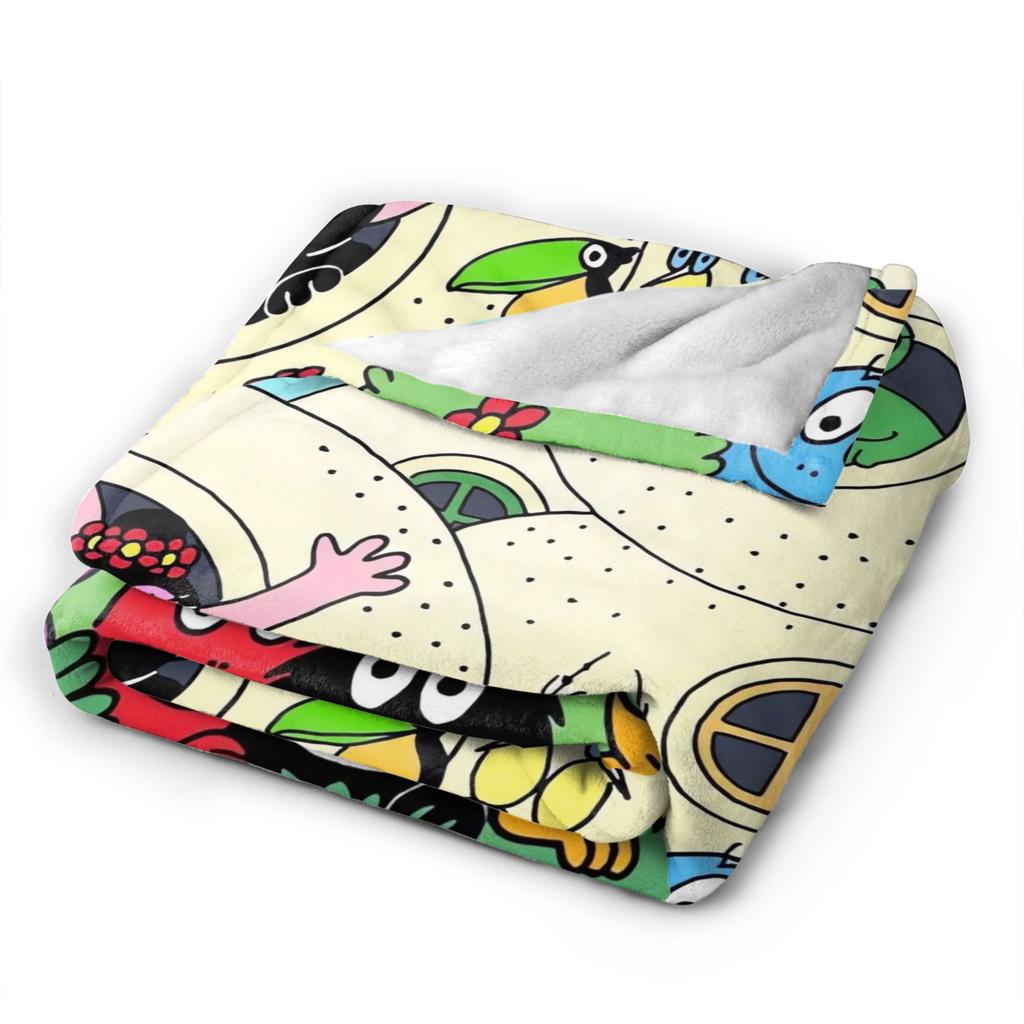 Cute Les Barbapapa Cartoon Flannel Blanket Warm Throw Blanket for Outdoor Travel Novelty Bedspread Sofa Bed Cover