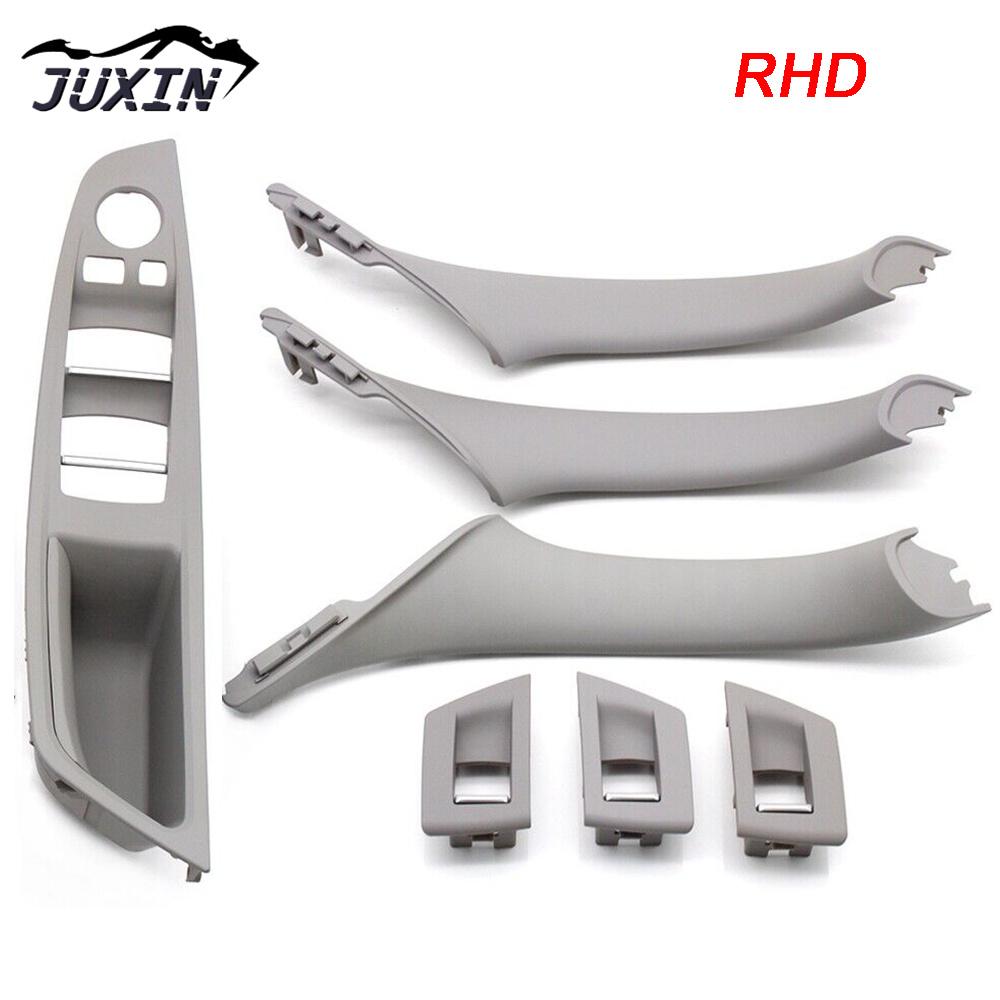 Inner Door Panel Handle Pull Trim Set Window Switch Armrest Pane Fit For BMW 5 Series F10 F11 7PCS RHD