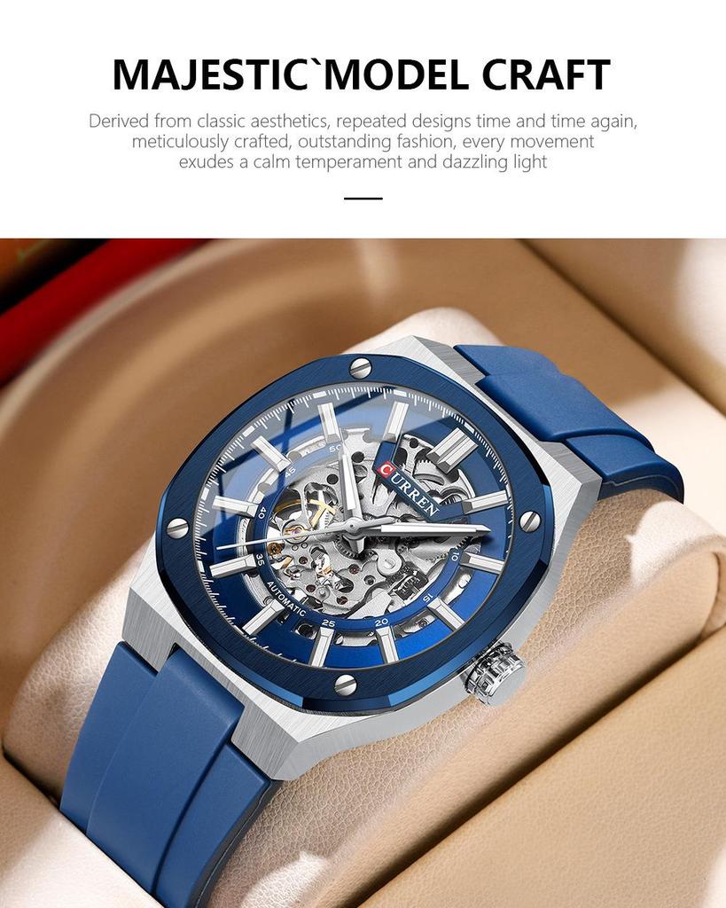 CURREN 8485 Men's Casual Skeleton Mechanical Watch