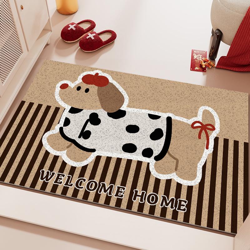 Cartoon Puppy Coir Doormat - Cuttable, Anti-slip, Wear-resistant, and Easy-to-Clean Home Mat