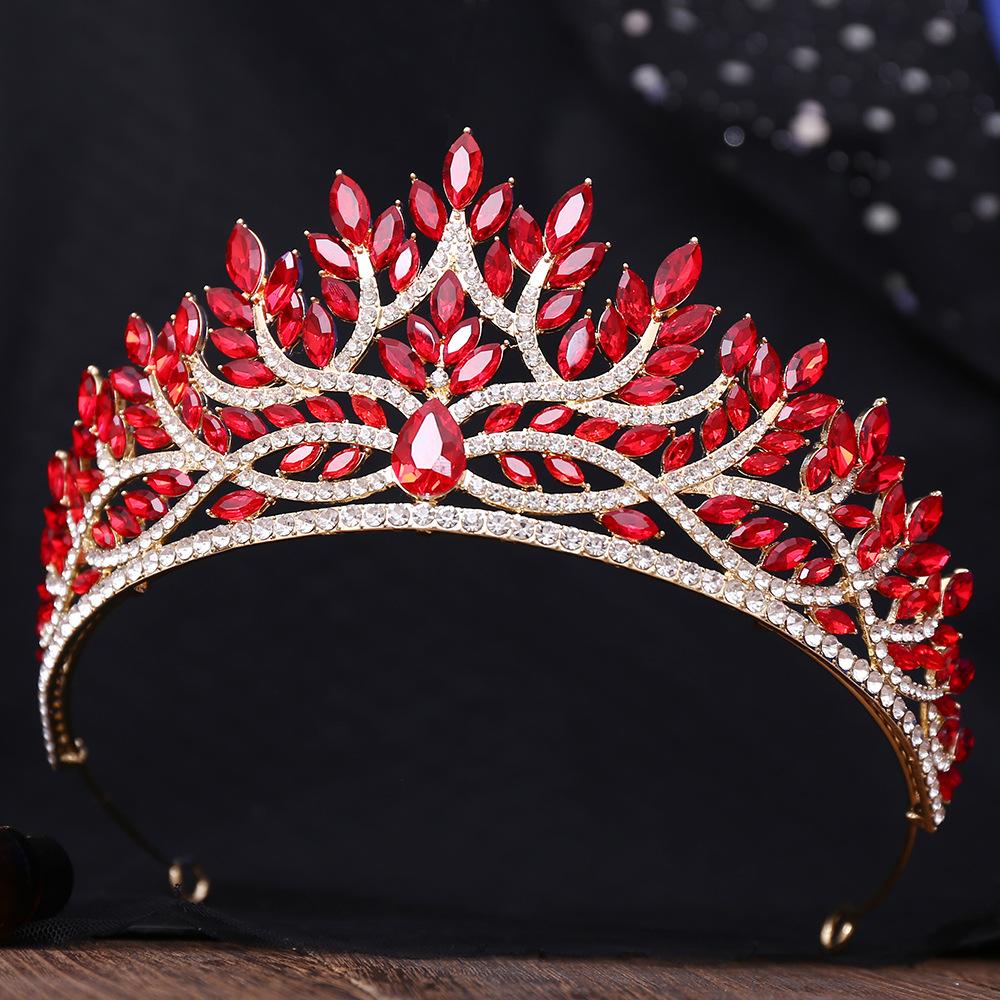 DIEZI Elegant Luxury Green Blue Opal Crystal Tiara Crown For Women Girls Wedding Party Bridal Hair Dress Jewelry Accessories