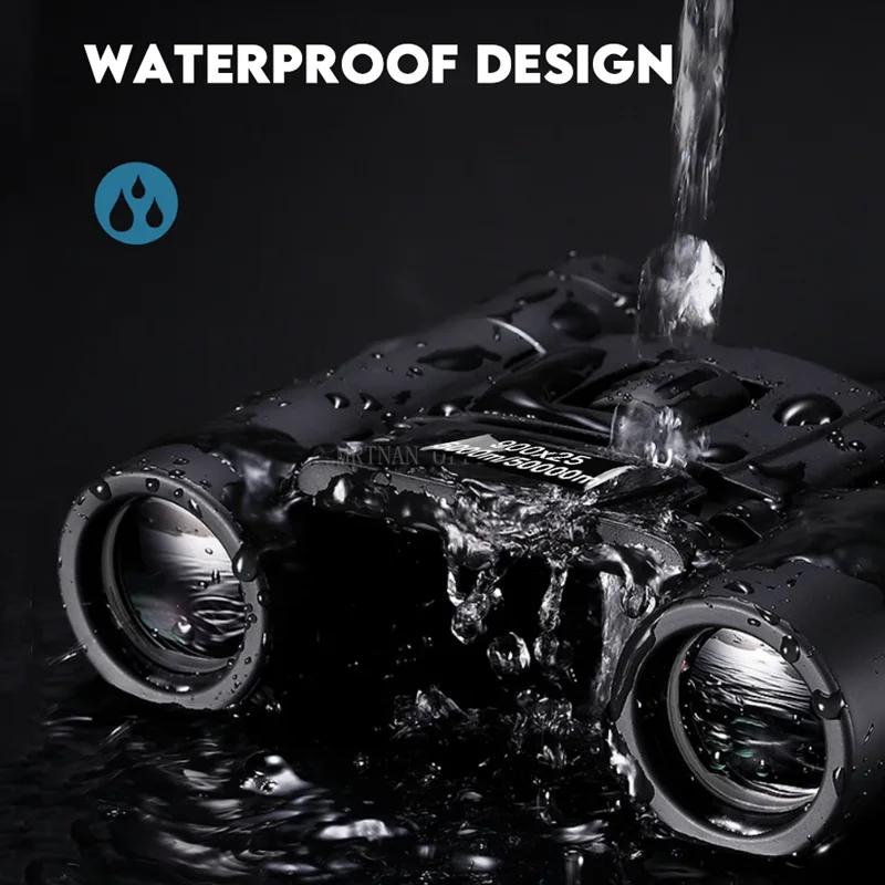 900x25 HD Zoom Portable Powerful Binoculars Long Range BAK4 Telescope Folding Low Light Binoculars for Hunting Camping