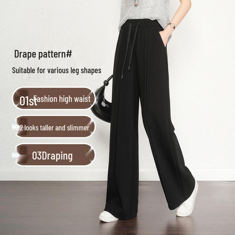 

Женские эластичные брюки с завышенной талией, узкого кроя, с широкими штанинами, драпированные, повседневные, для весны и осени 28/L чёрный