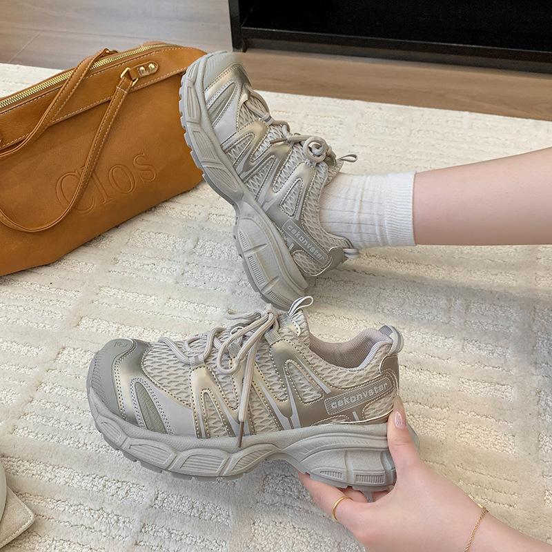 Mesh Breathable Thick-soled Dad Shoes for Women In Summer 2025 New Versatile Height-increasing Casual Sports Shoes Trendy Dad Shoes