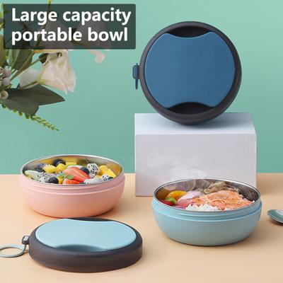 1 Set 500 ml Bento-Box mit großem Fassungsvermögen, doppellagig, tragbar, integriertes Besteck, Lunchbox für Lebensmittel
