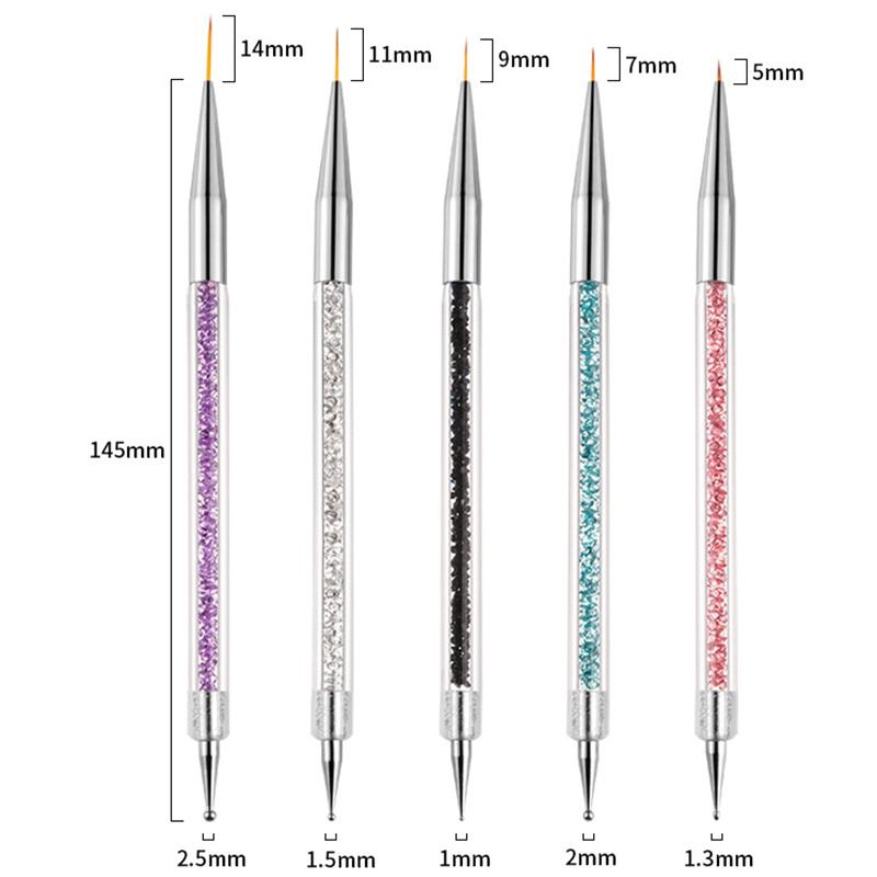 5/20Pcs Nail art Pinsel Design Spitze Malerei Zeichnung Carving Punktierung Stift FlatFan Liner Acryl Gel UV Polnischen maniküre Werkzeuge