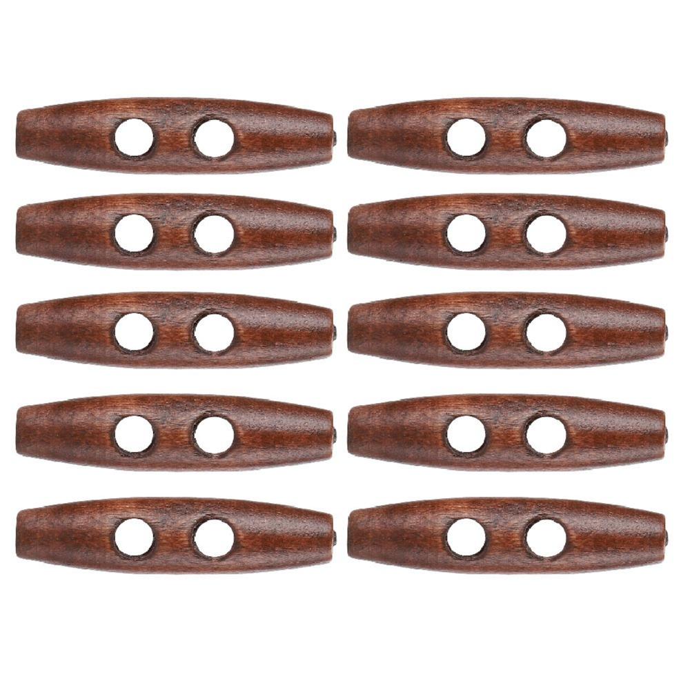 50Pcs 2.0x0.5in 2 Holes Buttons Olive Shape Sewing Buttons Wood Toggle Buttons  DIY Clothing