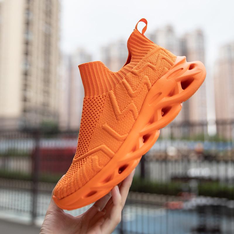 

2024 Новые модные мужские новые летающие тканые туфли, нескользящая дышащая повседневная обувь для бега на открытом воздухе 47 оранжевый