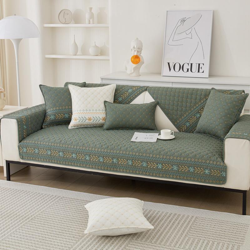 Cream Wind Sofa Cushion, Universal In All Seasons, Non-Slip Washed Cotton Seat Cushion, Korean Small Fresh Straight Row Sofa Cover Towel