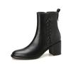 Fashion 2024 NEW Autumn Women Boots Genuine Leather Shoes for Women Round Toe Chunky Heel Zipper Modern Boots Handmade Short Boots