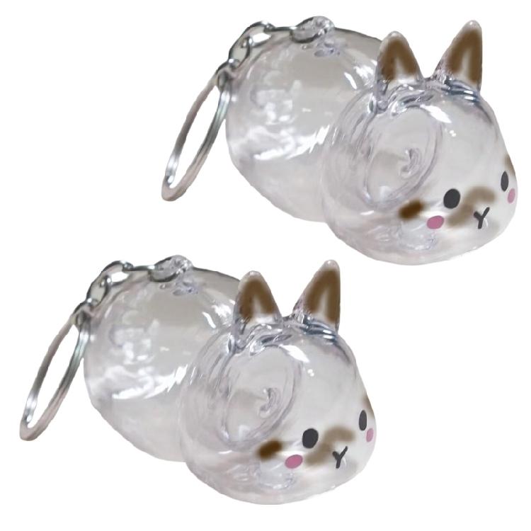 Functional Rabbit Shape Keepsakes Pendant Keychain Bunnies Hair Storage Box Clear Pet Furs Organizers Bag Charm Gift