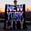 1pc New York City Skyline Outdoor Flannel Blanket, Cozy & Warm Soft Te Playful Design, Napping Camping,