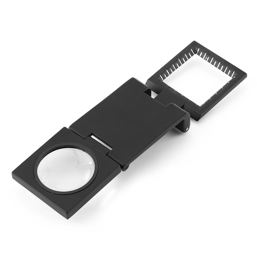 Three Folding 10X Magnifier Zinc Alloy Magnifier Magnifying Glass with Scale Magnifying Glass Small