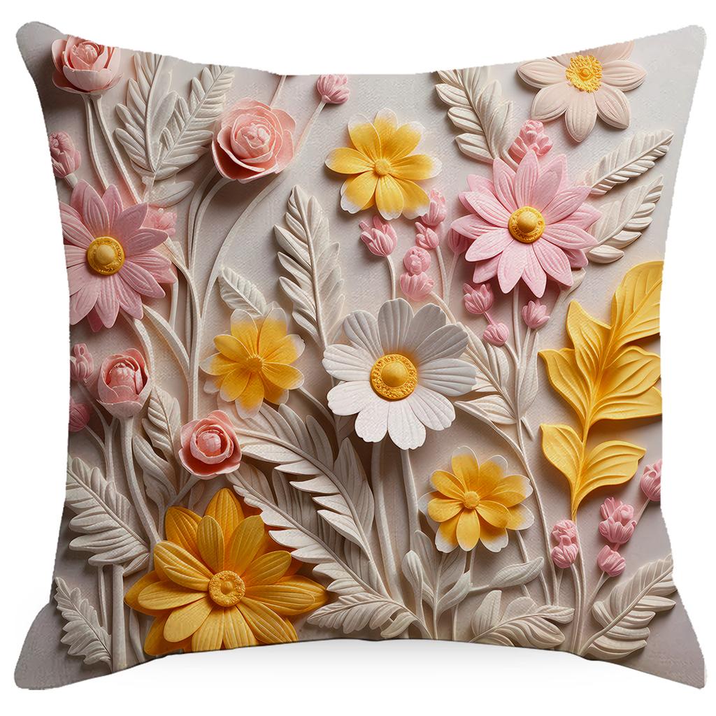 New Retro Floral Pillowcase Creative Oil Painting Engraving Style Print Home Sofa Cushion Pillowcase
