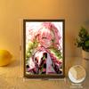 Anime Demon Slayer Action Figures Light Painting Photo Frame Tanjirou Nezuko Led Night Figurine Kimetsu No Yaiba Gifts Poseable Articulated Scale