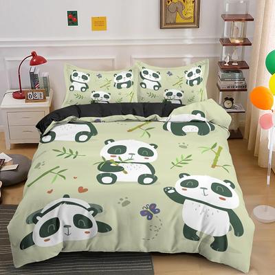 Cartoon Panda 3D Bedding Set Printed Cute Animal Duvet Cover Set Single Full Queen King Polyester Quilt Cover For Kids Girls