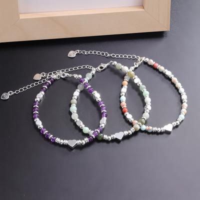 Pulseira de Contas Poliedricas com Tema de Amor Design Original Feita à Mão Melhora o Humor Uso Diário & Autopresente Joia de Mão
