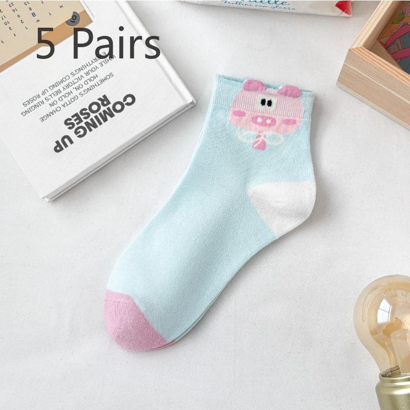 

5 пар носков-труб для девочек на весну и лето в прекрасном стиле преппи с рисунком 5 Pairs