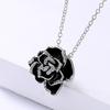 Fashion Flower Black Gum Drop Lady Hand Enamel Necklace Sweater Chain