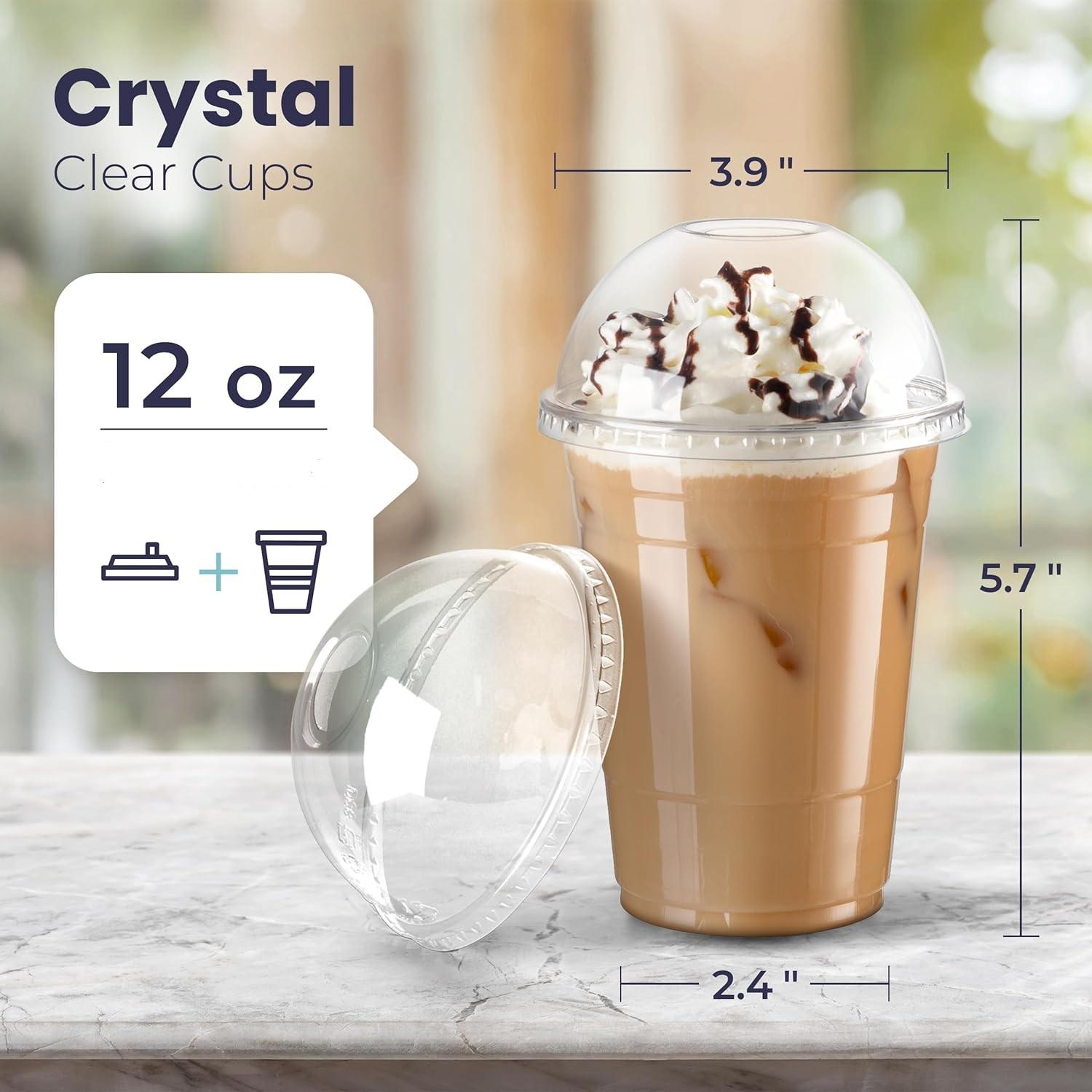 

50 Sets 12/16/20/24OZ Clear Plastic Disposable Cups Free BPA Iced Coffee or Cold Drinks Cupa for Smoothie Cups Durable PET Cups 50pcs