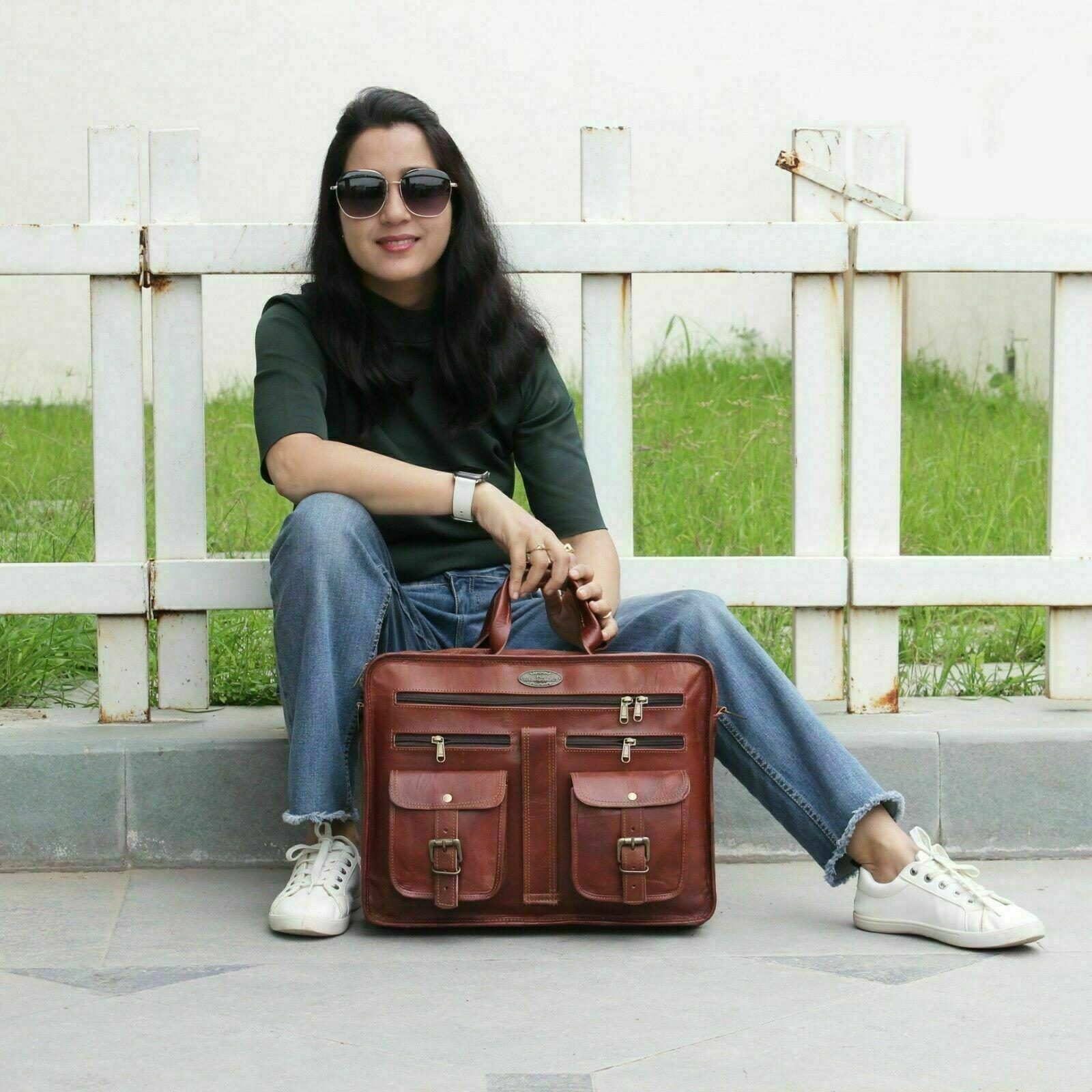 Мужской офисный портфель 18 дюймов из натуральной кожи Vinatge — фото 5