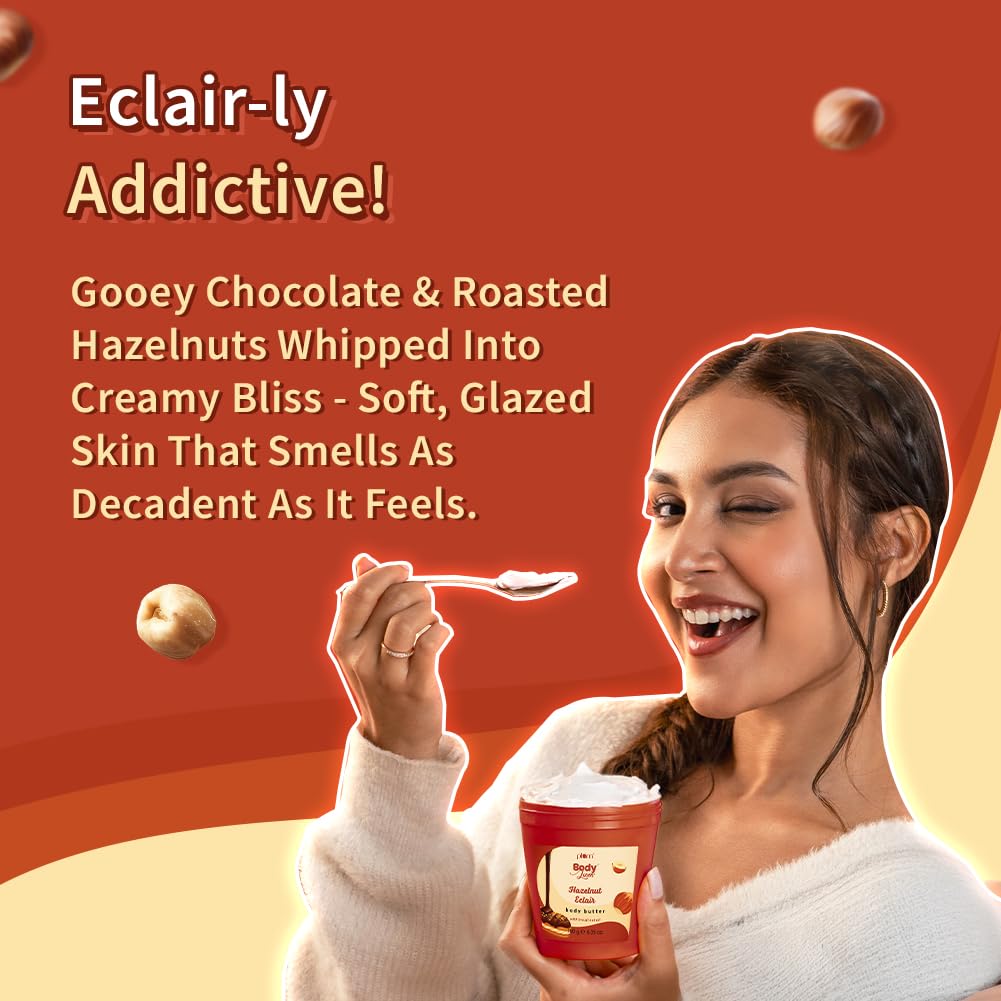 Plum BodyLovin' Hazelnut Eclair Body Butter For Dry To Very Dry Skin Non Greasy Lightweight Deep Moisture 180 g