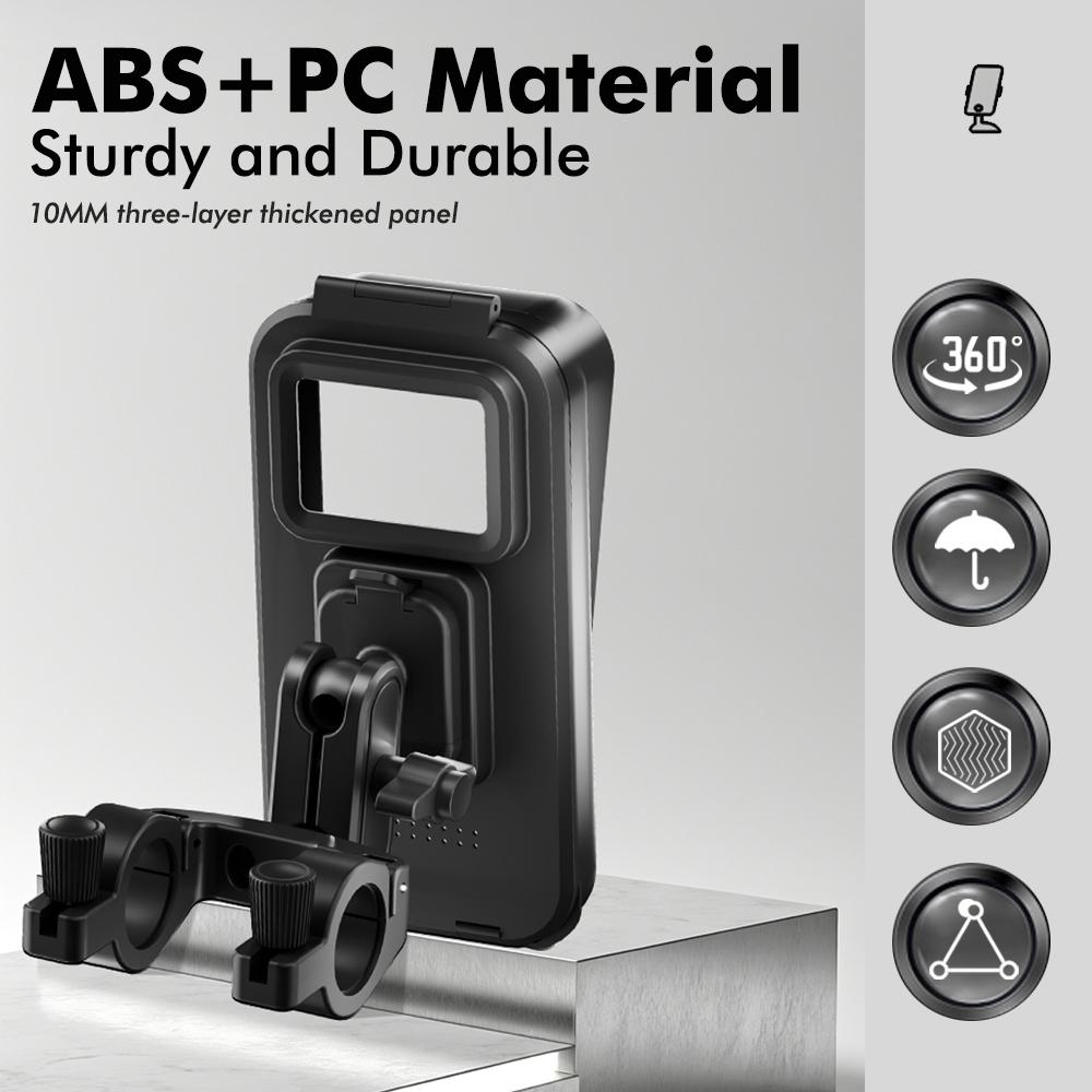 ABS Bicycle Cell Phone Waterproof and Anti-fog Cell Phone Holder 360 Degree Rotation (Double Tube Only for Bicycle) 6