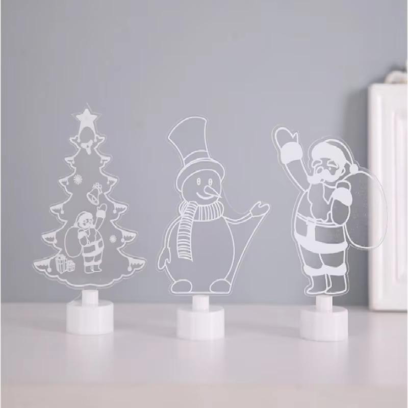 1 Stück Frohe Weihnachten LED Farbwechsel Mini Weihnachtsbaum Haus Tisch Party Dekor Anhänger Weihnachtsmann Dekorationen