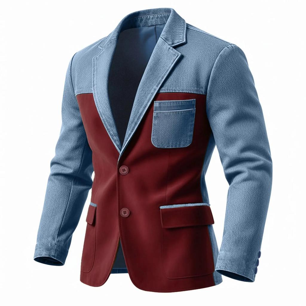 Frühling Herbst Herren Patchwork Blazer Mode Anzugjacke Hohe Qualität Schlank Lässig Blazer Mäntel Mann