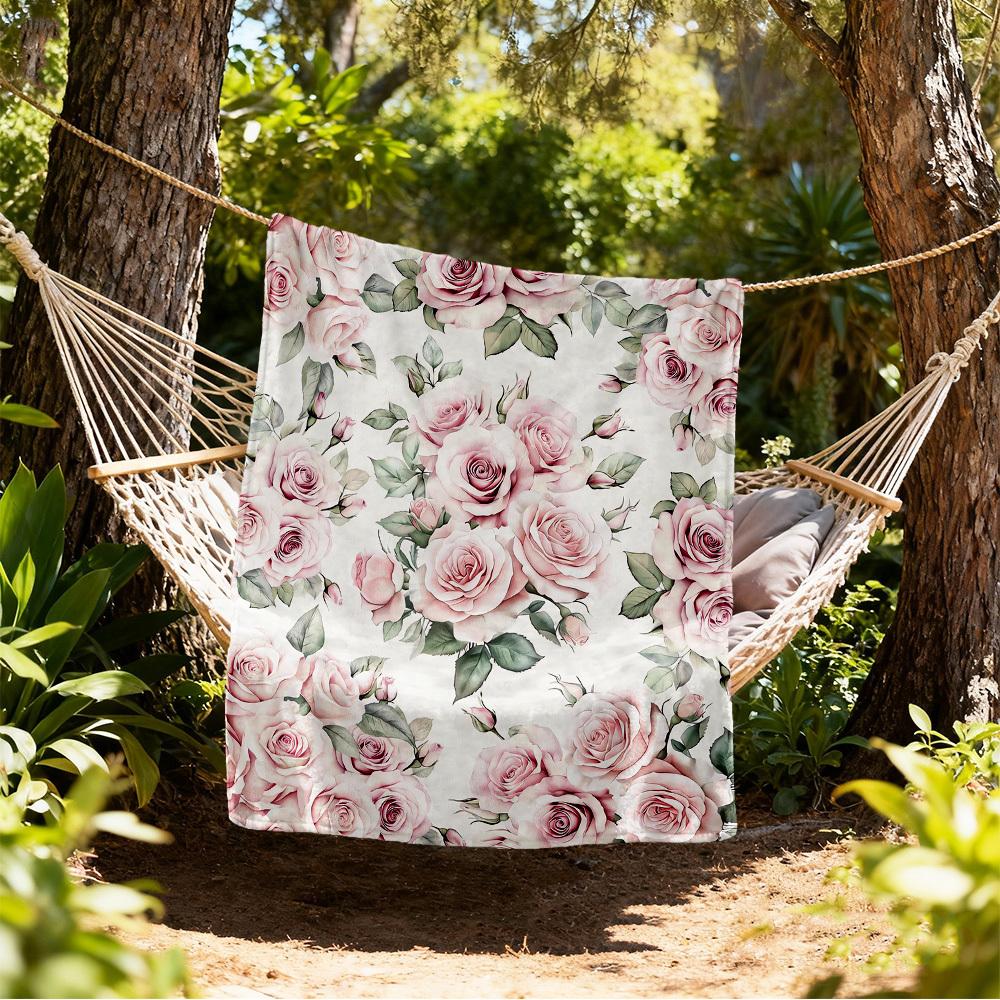Rosenblumen-Outdoor-Flanell-Decken, Outdoor-Reisen, Heimdecken, Fan-Geschenke, Geeignet für alle Jahreszeiten, Weihnachtsgeschenke. R1127046