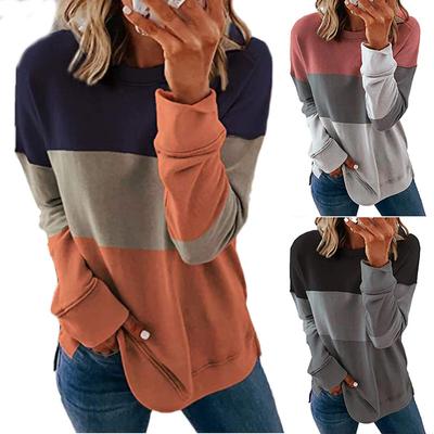 2023 Autumn and Winter Products Women's Color Stitching Long Sleeve Casual T-shirt Autumn Long Sleeve Loose Plus Size Shirt S-5XL
