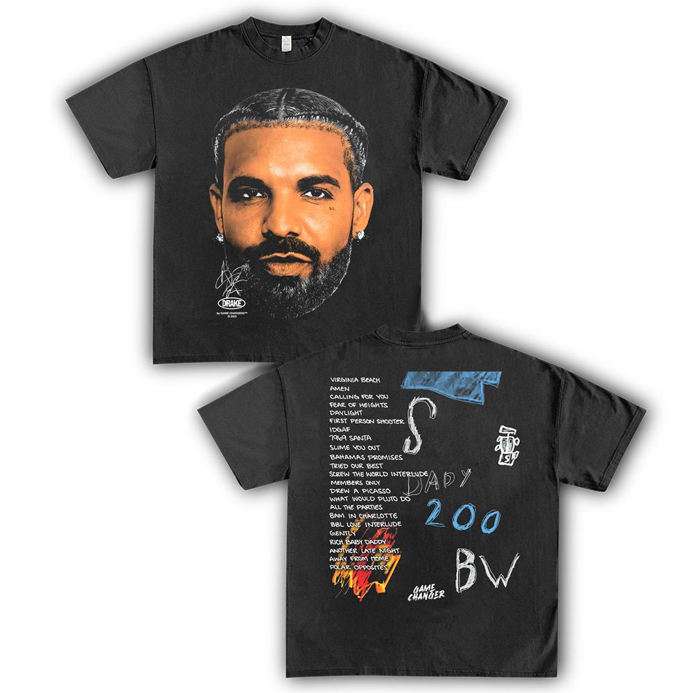 

2025Homage Tees Drake Hip Hop Artist American Vintage Figure Print Street Men s and Women s Short Sleeve T-shirts 4XL