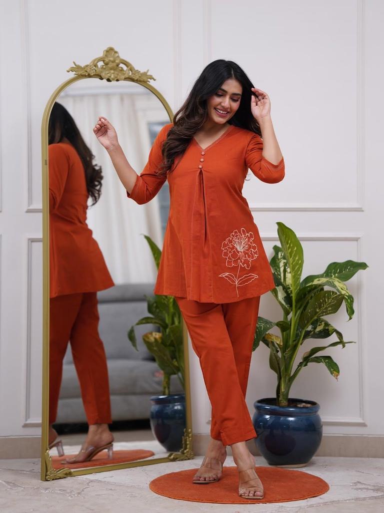 Dámsky Dizajnový Čistá Bavlna Kurta Nohavice Kordová Súprava Indická Bollywood Vrchný Diel Tunika Kurti Šaty