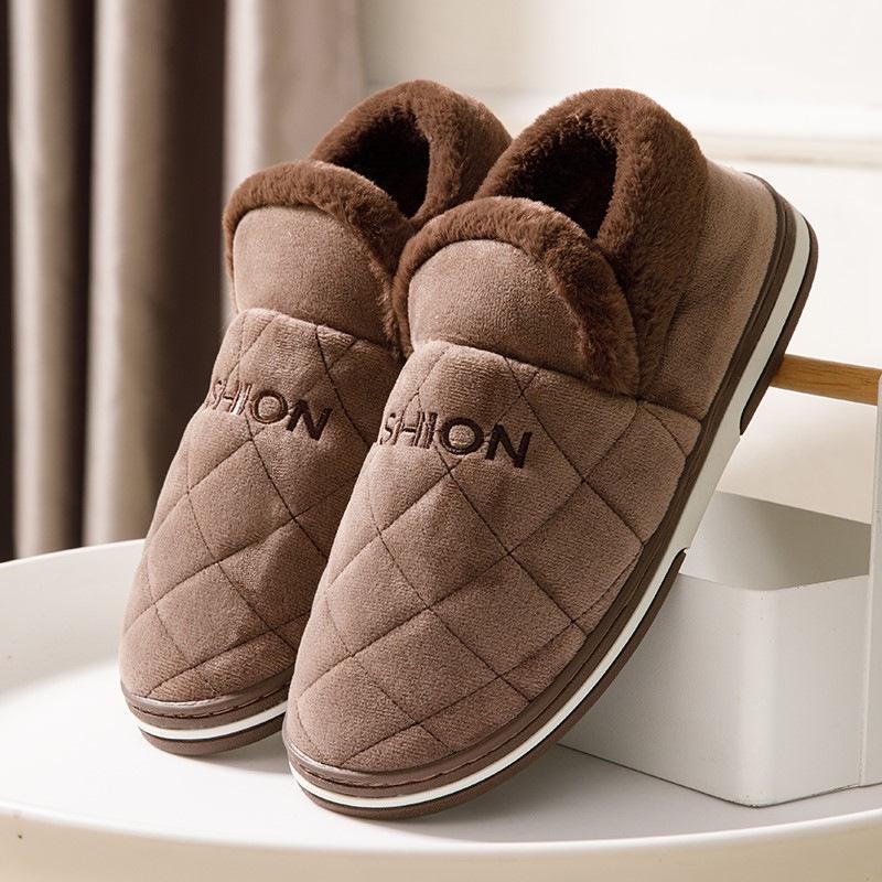 Men's Winter Backless Cotton Slippers, Extra Large Sizes, Warm Thick Sole (46-48)
