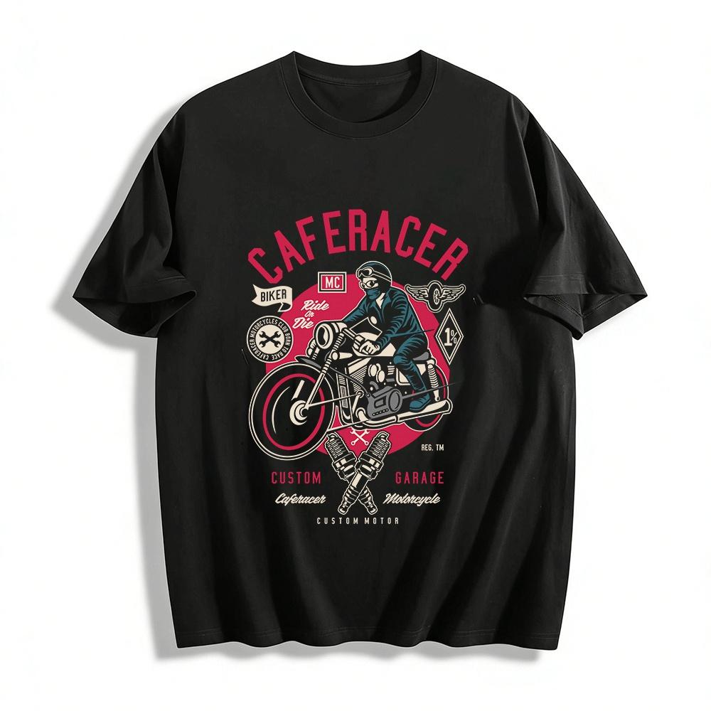 Vintage Caferacer Motorcycle Print Casual Men s T-Shirt Pure cotton T-shirt XXS