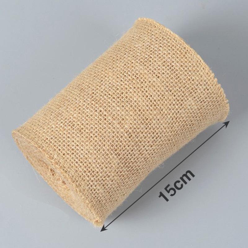 Jute Burlap Fållad Band DIY-väska Material Hampa Rep Flätad Linne Rulle Bröllopsfest Hantverk Dekorativ Gåva Sybehör