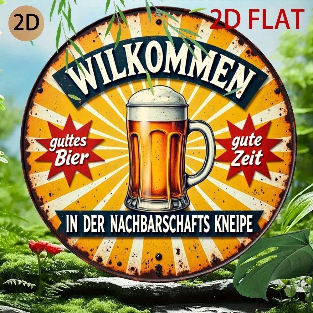 Retro Metal Beer Sign Round Wall Decor Bar Garage Tin Poster