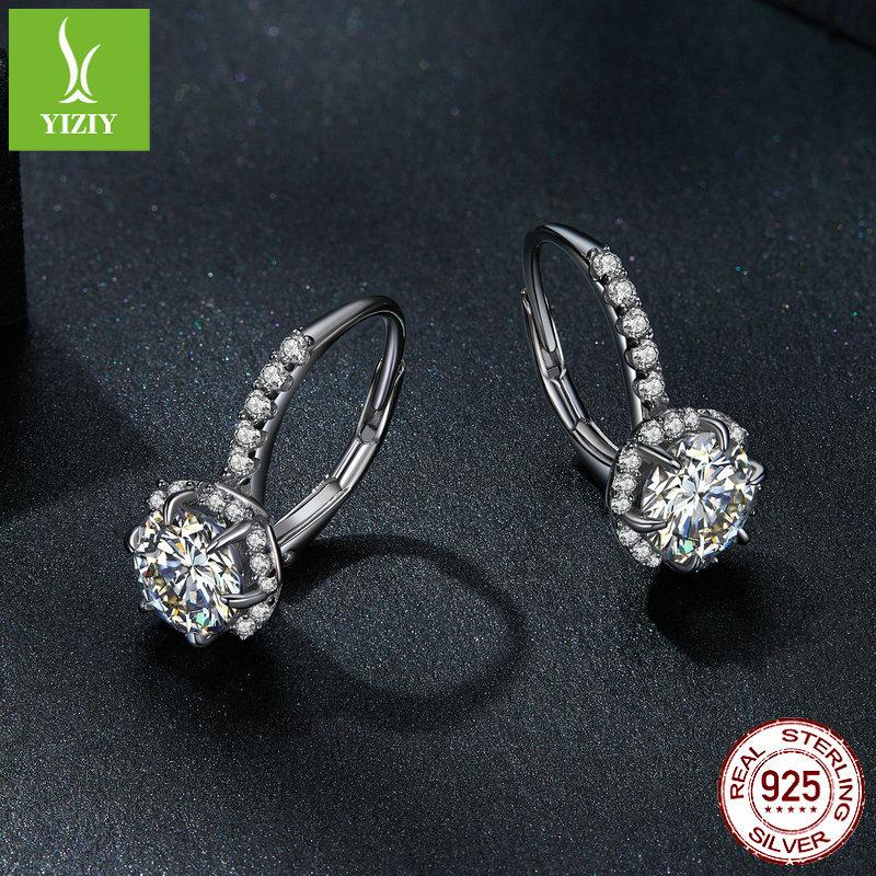 Classic One-Carat Moissanite Ear Buckle With Certificate, Noble And Elegant S925 Silver-Plated Platinum Earrings